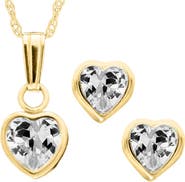 Mignonette 14k Gold Birthstone Necklace & Stud Earrings