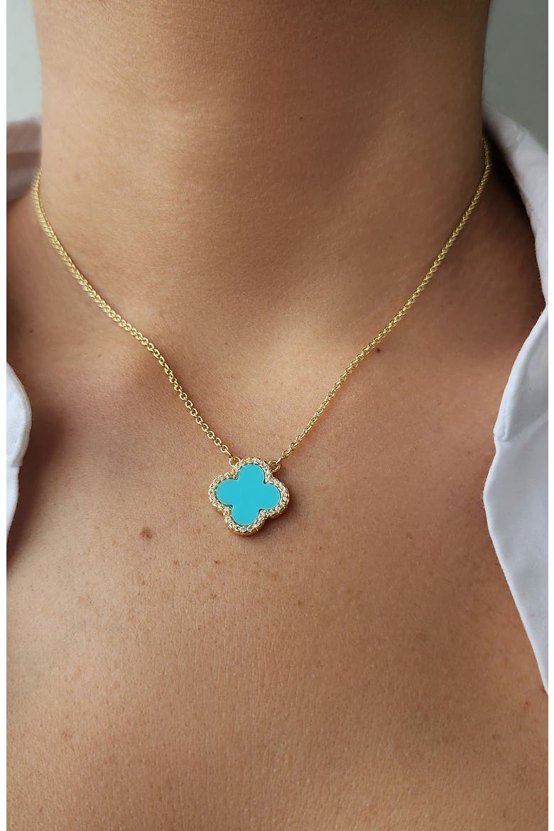 Initial Clover Pendant Necklace, Alternate, color, BLUE