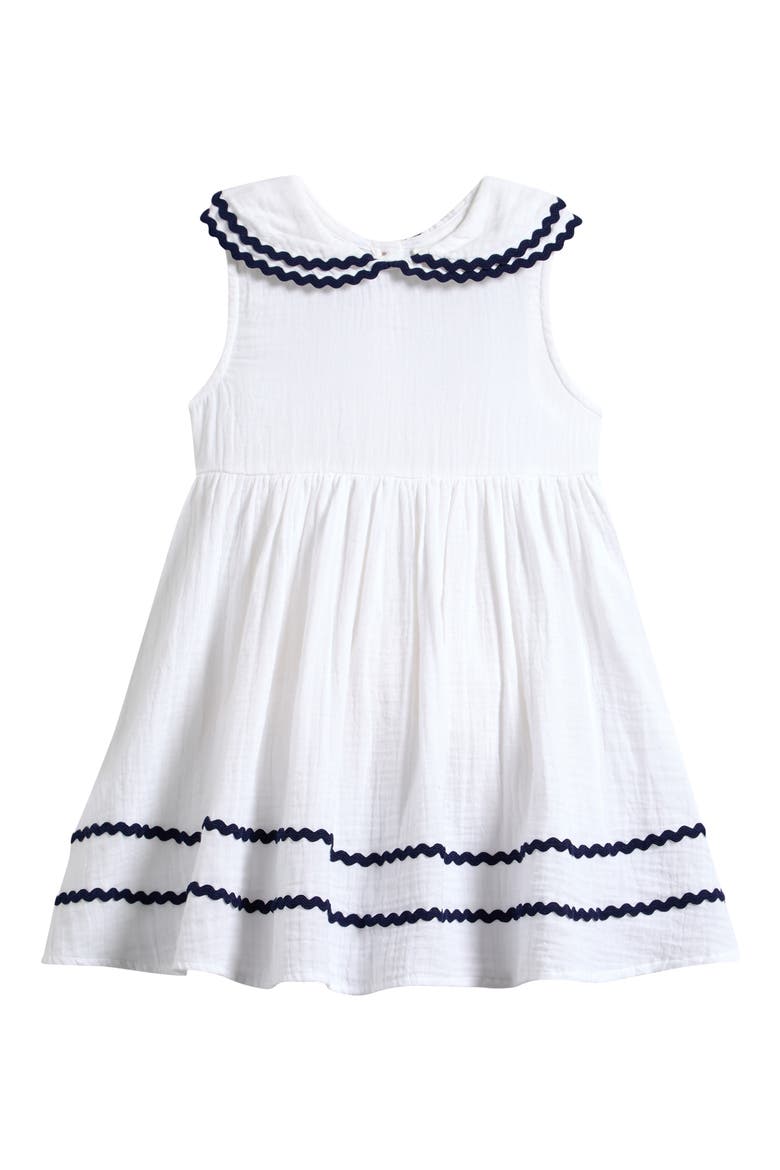 Kids' Frill Collar Cotton Gauze Dress, Main, color, WHITE