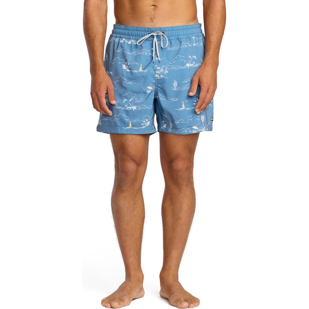 Billabong Lineup Layback Swim Trunks In Blue