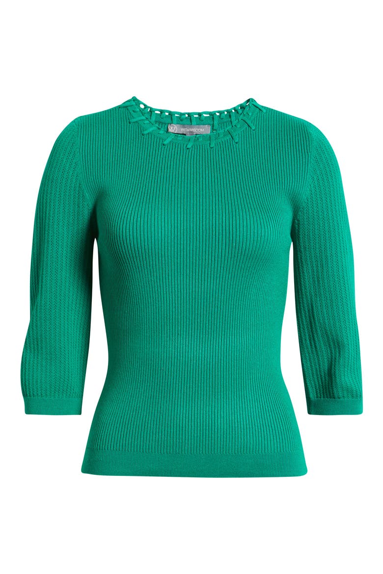 Elbow Sleeve Rib Sweater, Alternate, color, GOLF GREEN