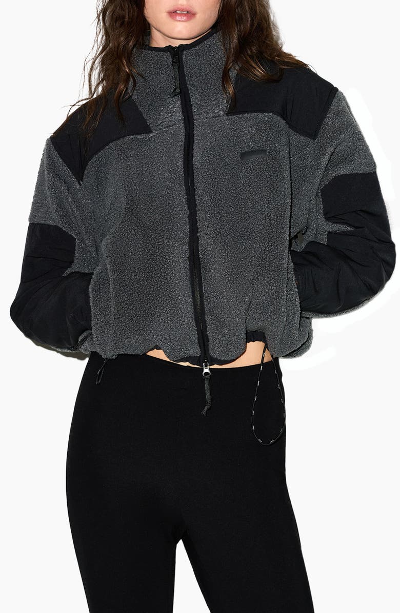 SKIMS Faux Shearling Zip Jacket, Main, color, Ash