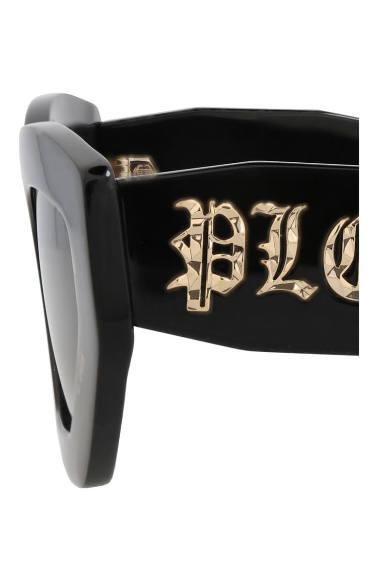 PHILIPP PLEIN 55mm Cat Eye Sunglasses, Alternate, color, Black Black Green