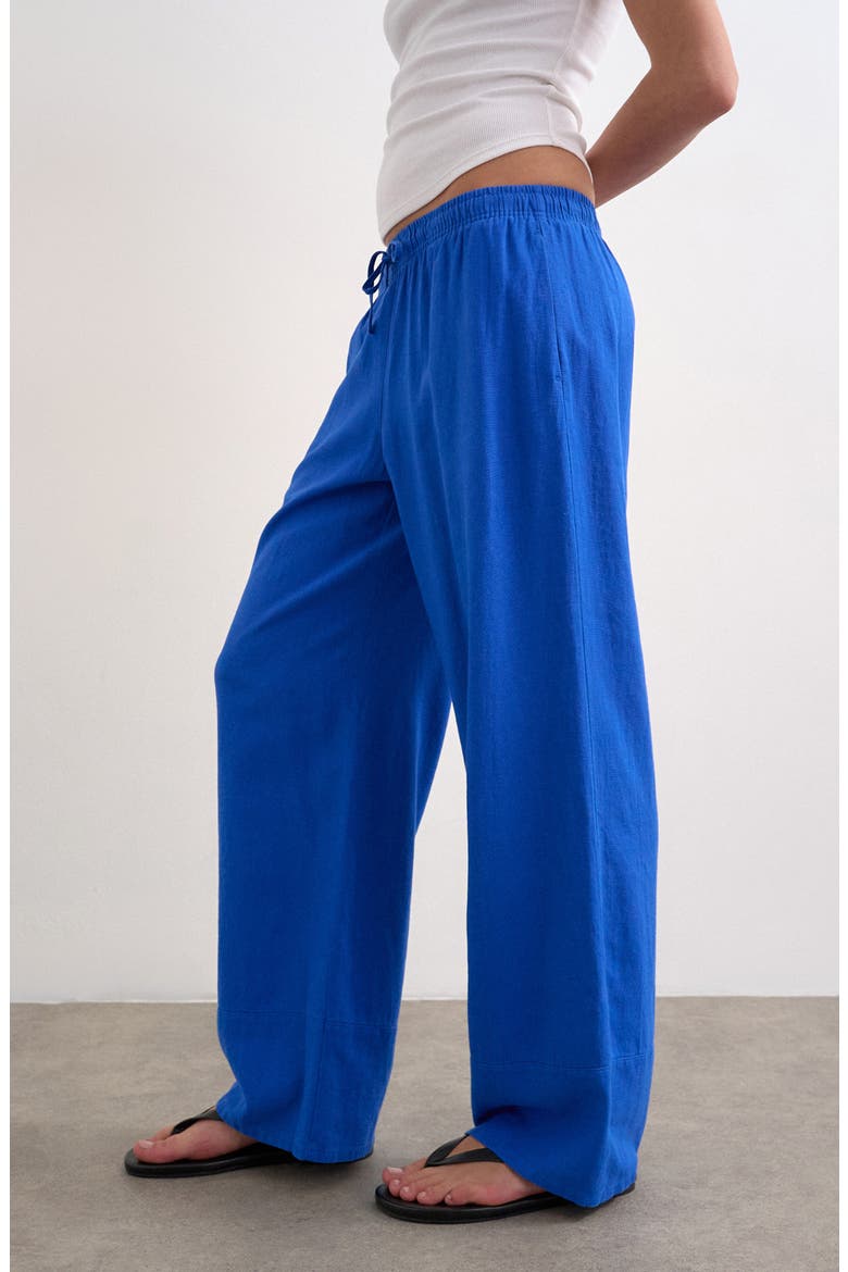 Linen Blend Straight Leg Pants, Alternate, color, BLUE