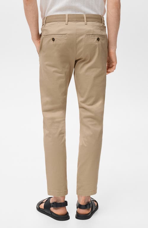 Mango Prato Crop Tapered Stretch Cotton Chinos In Brown