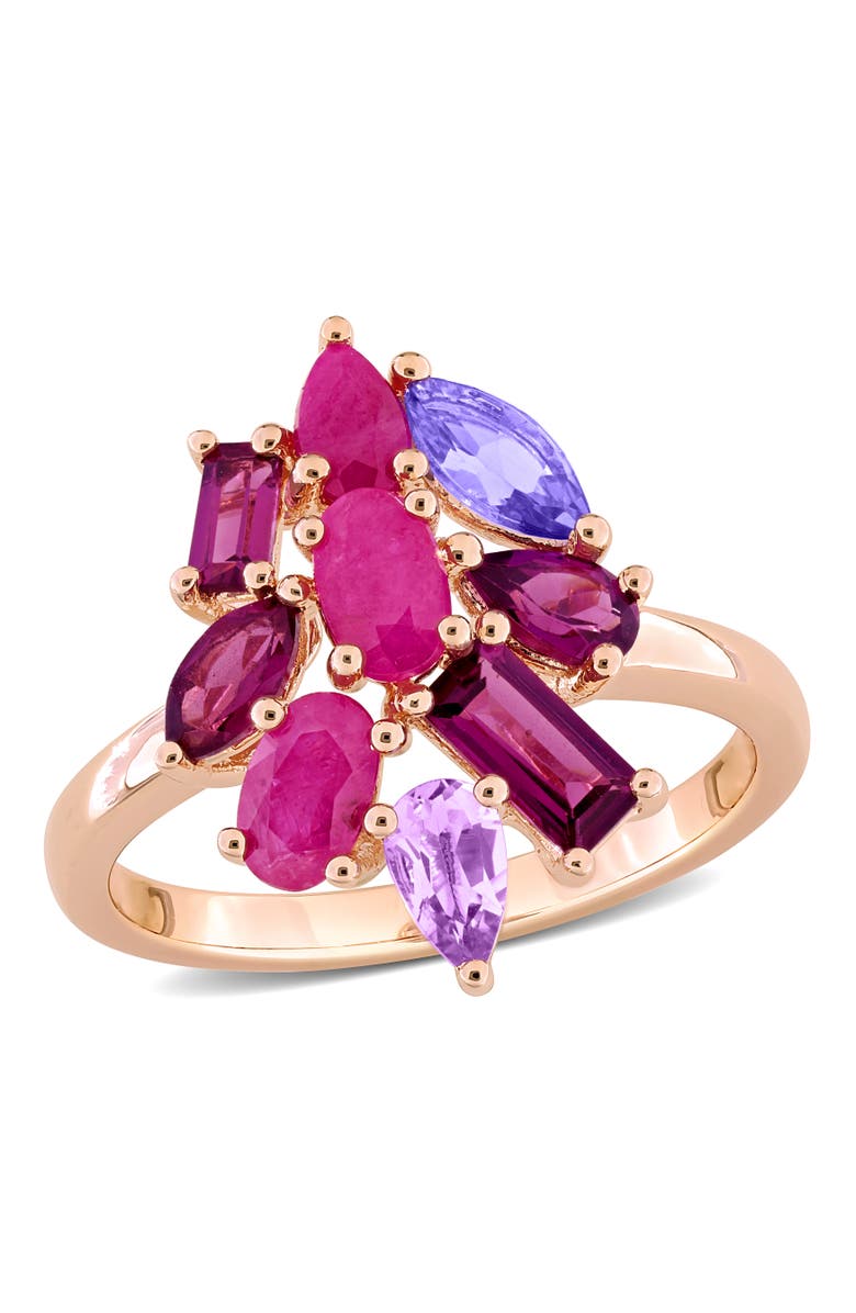 Julianna B. Multi-Shaped Multi-Gem Cluster Cocktail Ring, Main, color, Ruby