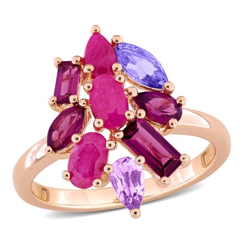 Multi-Shaped Multi-Gem Cluster Cocktail Ring