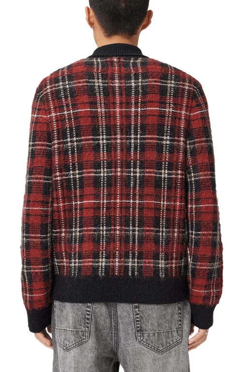 Allsaints Nettle Jacquard Plaid Cardigan In Red