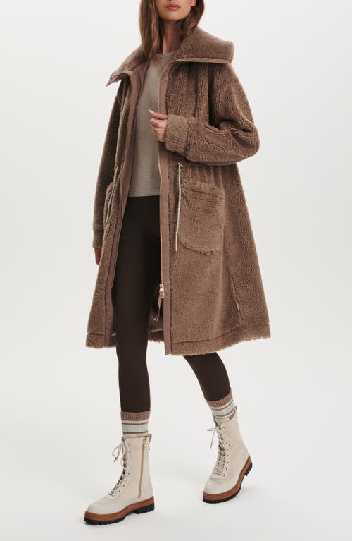 Varley Logan Longline Sherpa Fleece Coat Jacket In Burgundy