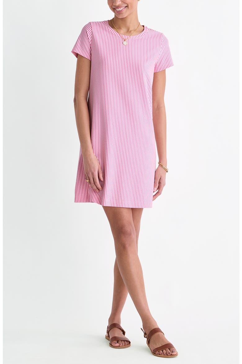 Seersucker Stripe Knit Dress, Main, color, BAHAMA BREEZE