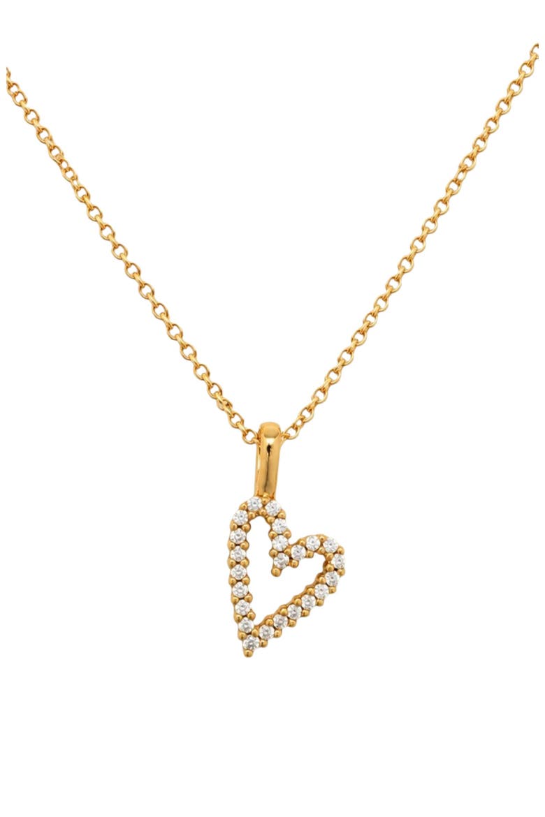 CZ Heart Charm Necklace, Main, color, Gold Vermeil