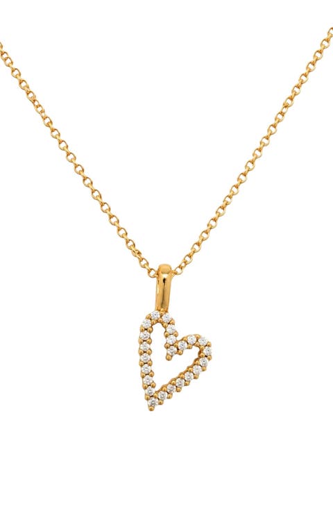 CZ Heart Charm Necklace