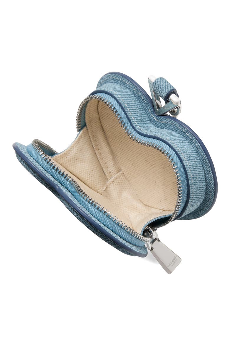 liv denim suede heart coin purse, Alternate, color, BLUE MULTI