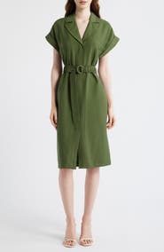 Vince Camuto Belted Woven Midi Shirtdress