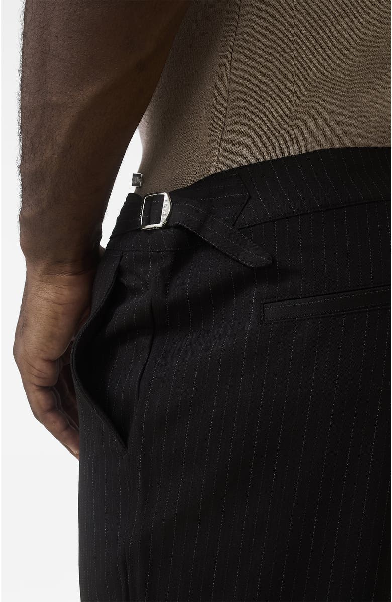 MAUVAIS Savile Slim Pinstripe Chino Trousers, Alternate, color, Black