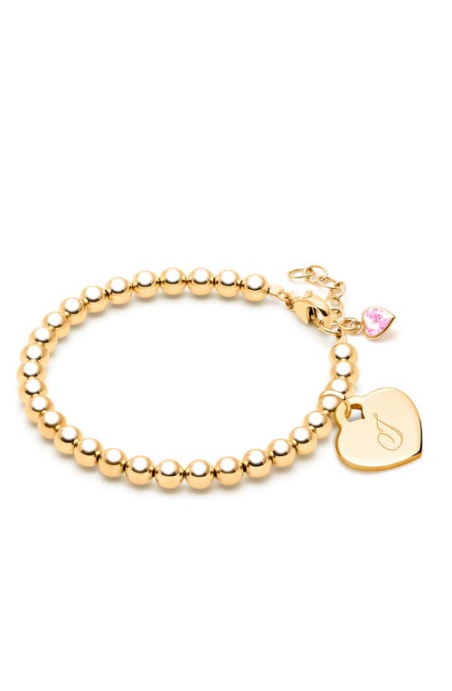 Tiny Blessings Kids' 14k Gold 4mm Beads & Engraved Initial 6.25" Bracelet
