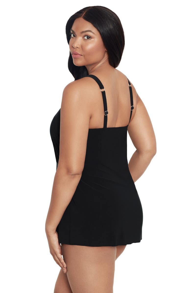 Trimshaper Lola Surplice V-Neck Swimdress, Alternate, color, Black