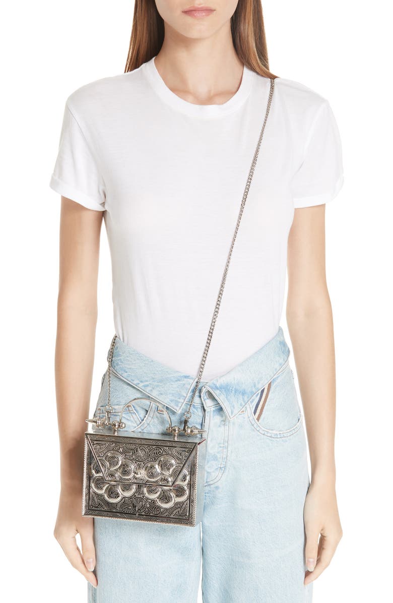 Okhtein Square Palmette Flower Minaudiere, Alternate, color,