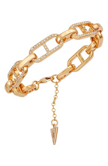 Guess Pavé Mariner Chain Bracelet In Gold