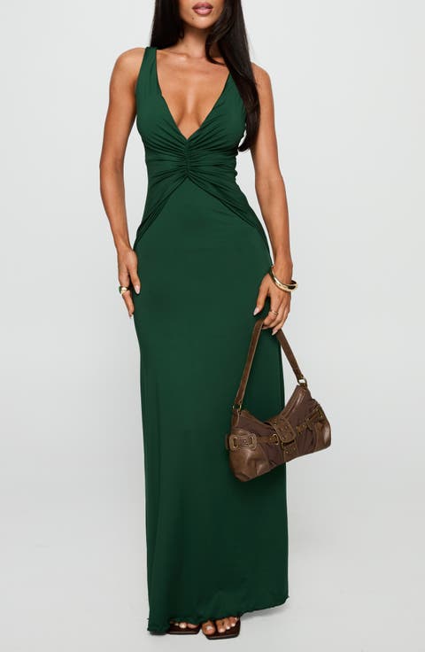 Frederica Plunge Neck Maxi Dress