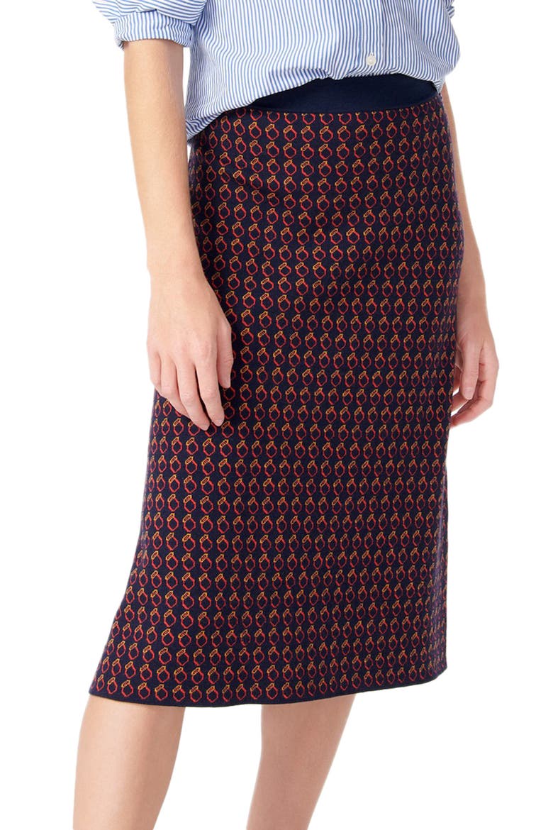 Midi Sweater Skirt, Alternate, color, NAVY CERISE HONEY