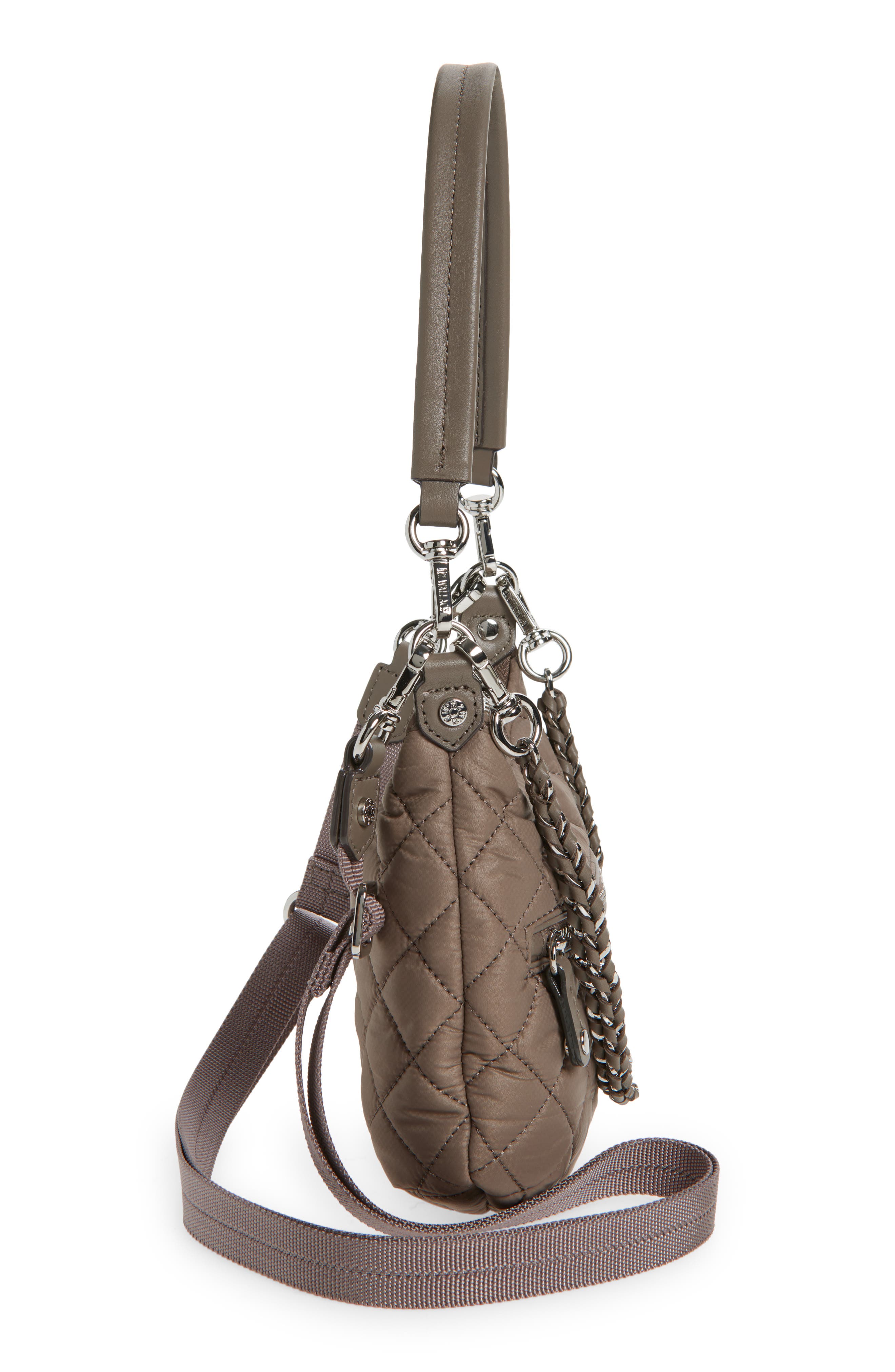 MZ Wallace Mini Crosby Sienna Quilted Nylon Shoulder Bag, Alternate, color, Morning Dove