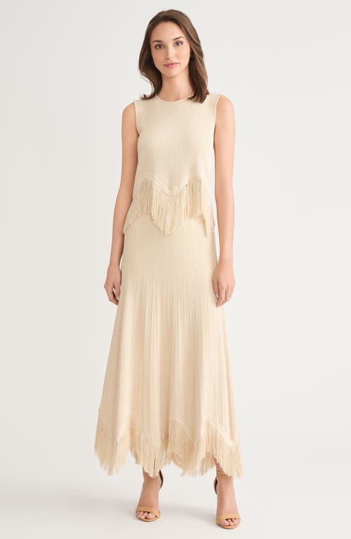 Misook X Lani Lynn Fringe Trim Knit Sleeveless Top In Neutral