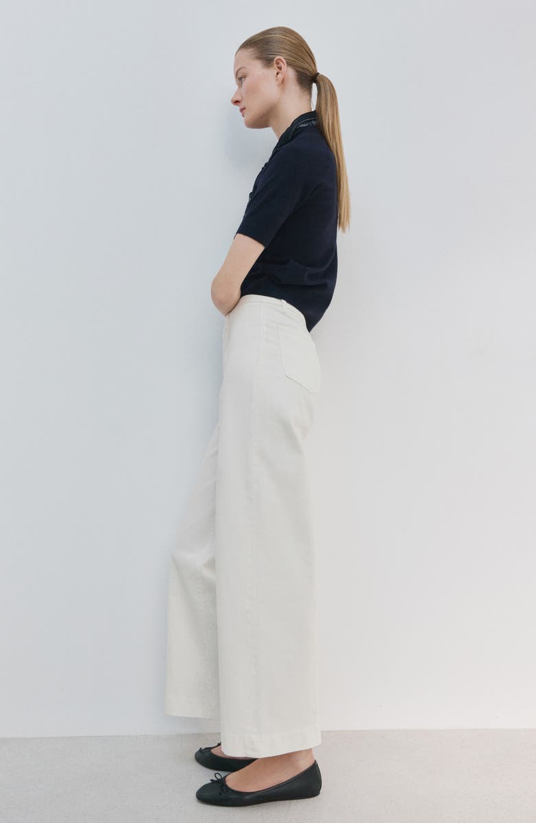 MANGO Seamed High Waist Wide Leg Jeans, Alternate, color, White