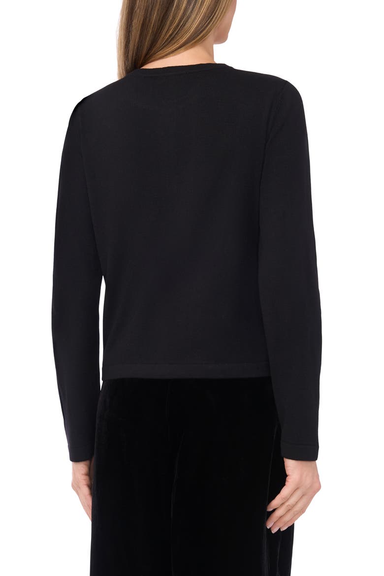 Mave Lace Overlay Cardigan, Alternate, color, RICH BLACK