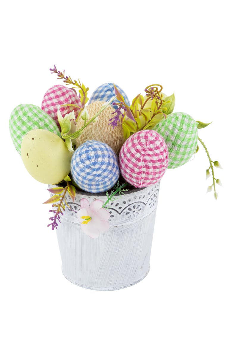 Northlight Easter Egg Spring Potted Floral Arrangement - 7", Main, color, Multi