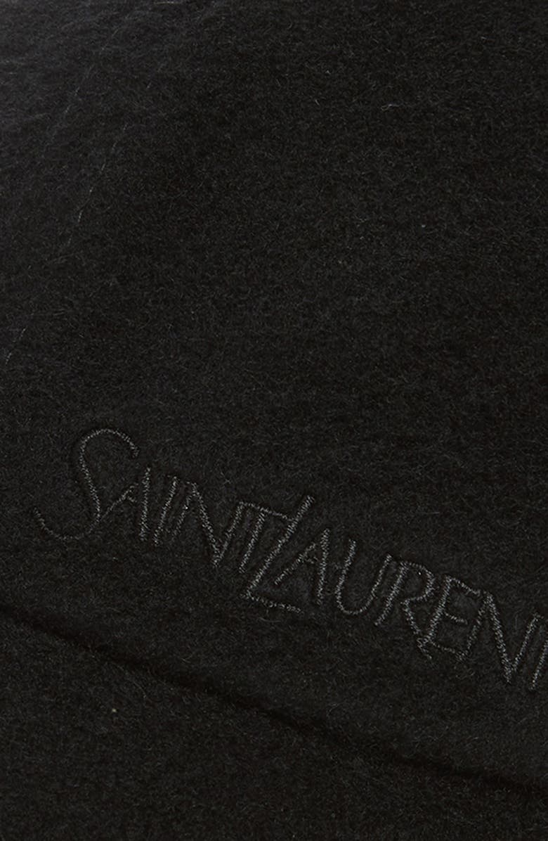 Saint Laurent Signature Vintage Cashmere Baseball Cap, Alternate, color, Black