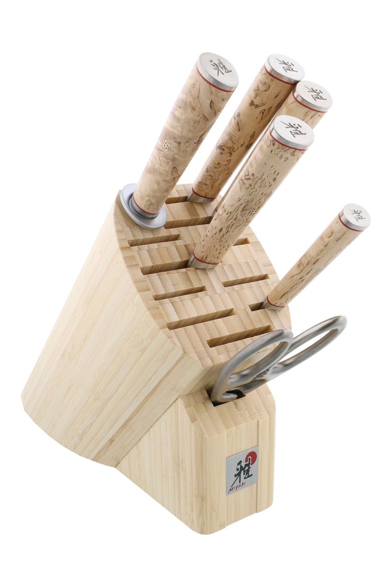 Birchwood 7-Piece Knife Block Set, Main, color, STAINLESS STEEL