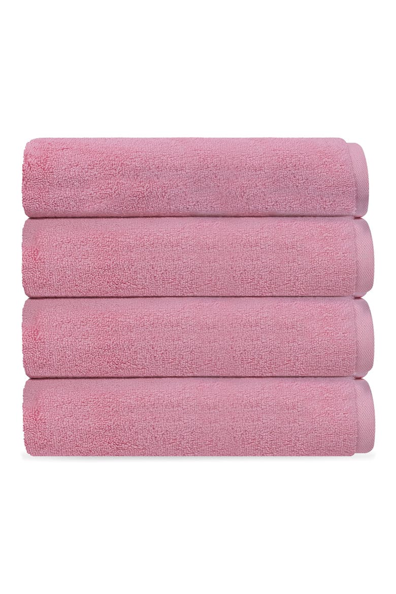 Puresoft 4-Piece Turkish Cotton Bath Towel Set, Main, color, PINK