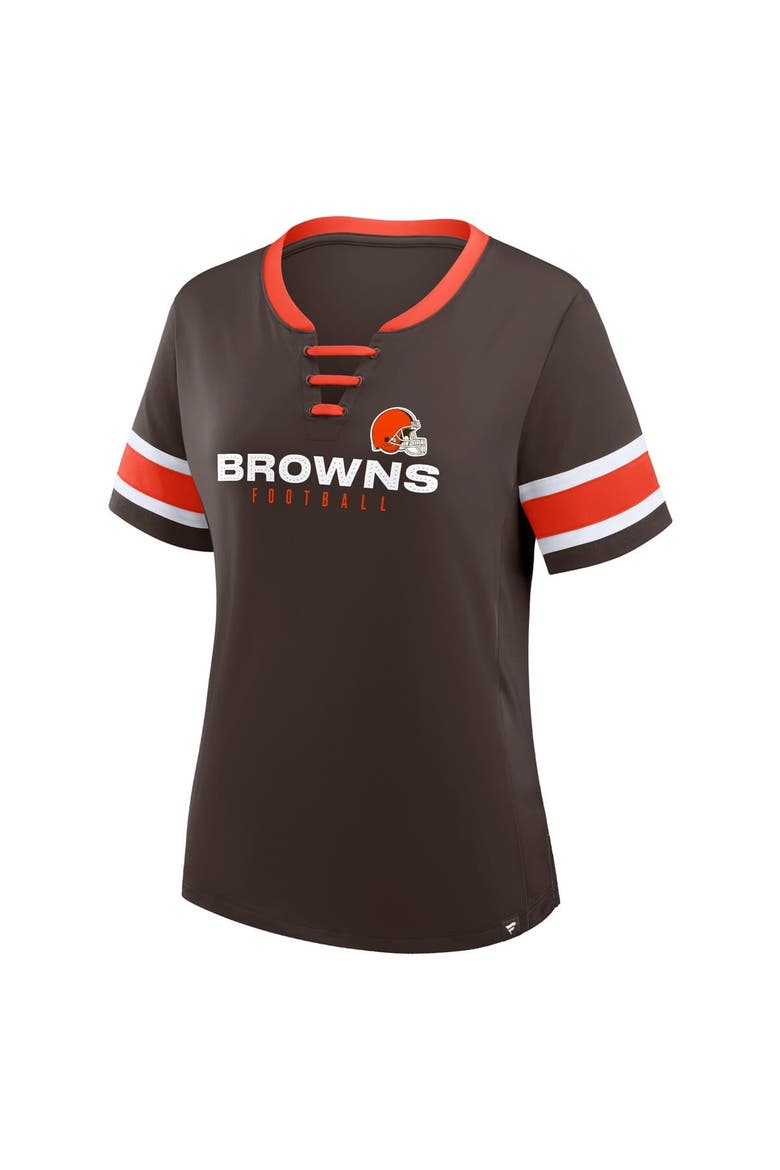 Women's Fanatics Brown Cleveland Browns Redzone Draw Play Athena Lace-Up T-Shirt, Alternate, color, Brown