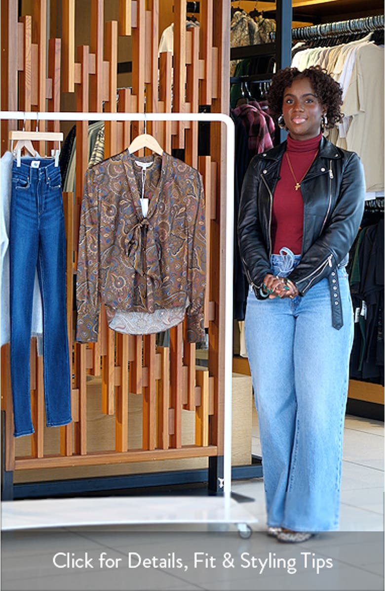 Francine Print Tie Neck Silk Blend Top, sales video thumbnail