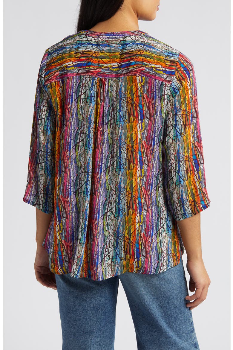 Tie Neck Top, Alternate, color, TANGLED WEB BLUE