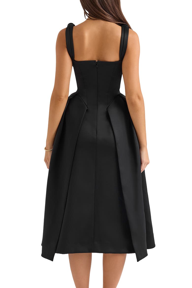 Paloma Satin Midi Dress, Alternate, color, BLACK