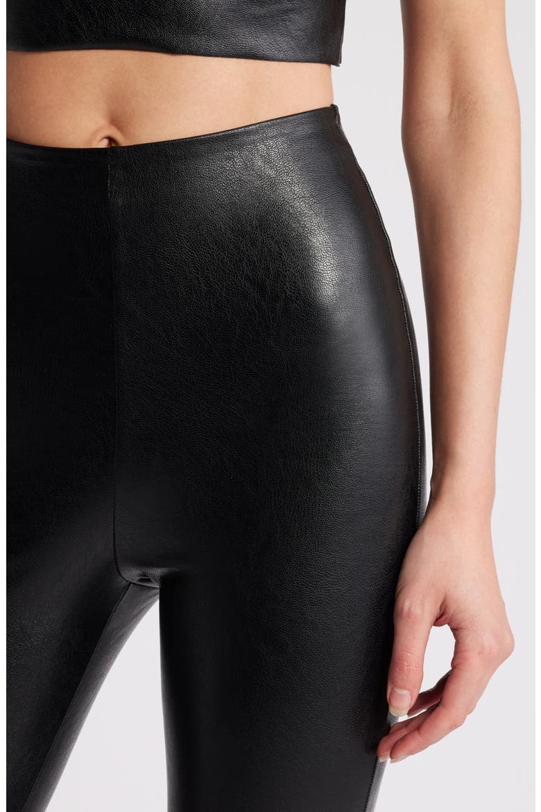 Faux Leather Flare Leggings, Alternate, color, BLACK