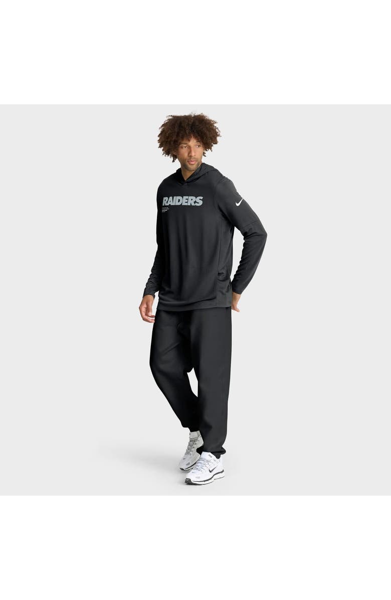 Nike Men's Nike Black Las Vegas Raiders Big & Tall Sideline Performance Long Sleeve Hoodie T-Shirt, Alternate, color, Black