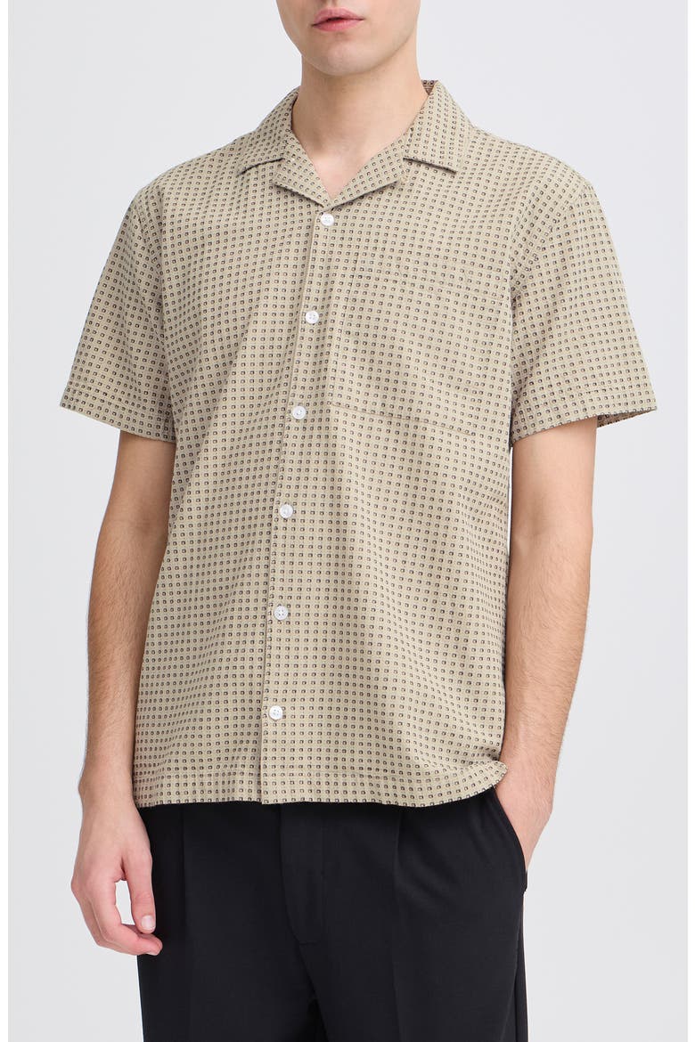 Short Sleeve Cotton Button-Up Shirt, Main, color, ISLAND FOSSIL