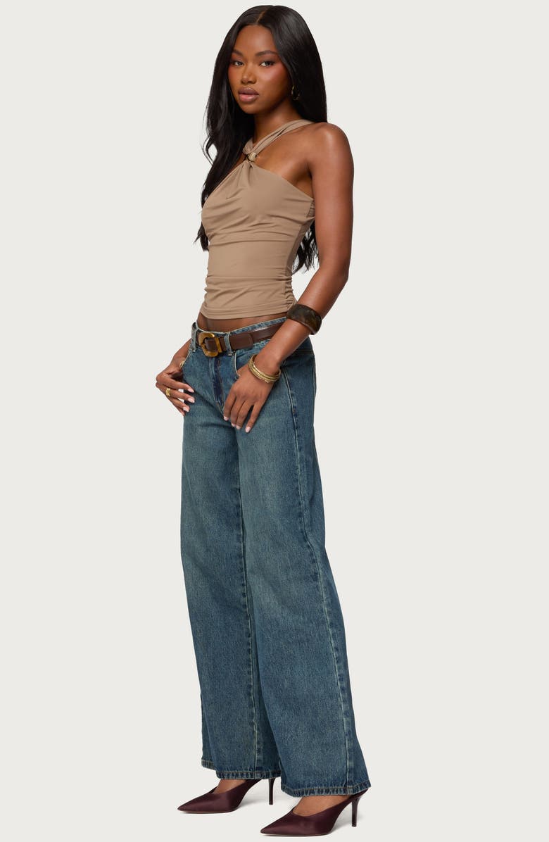 EDIKTED Cielle Hardware Gathered Tank, Alternate, color, Mocha