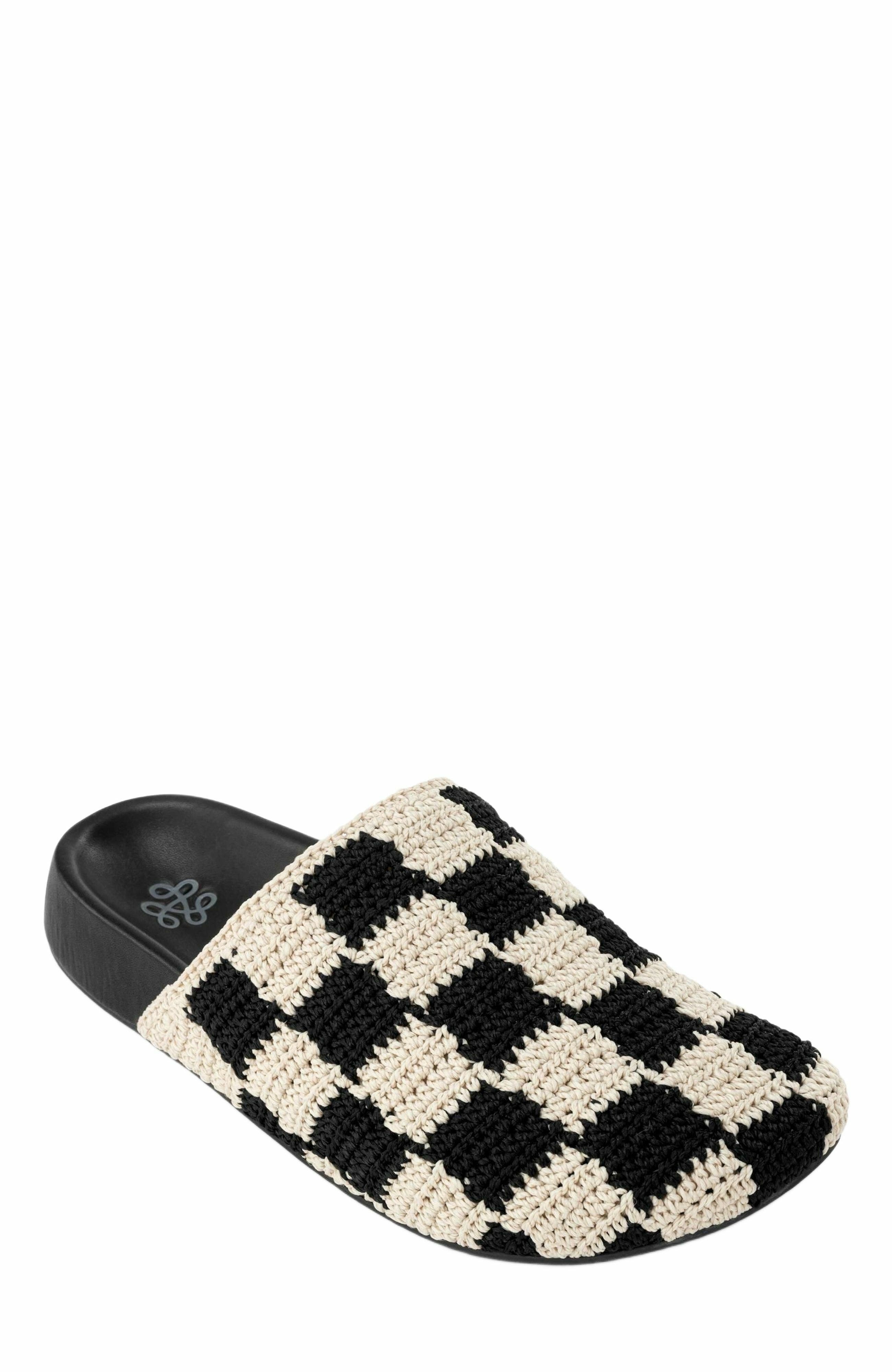 The Sak Bolinas Crochet Clog Shoe, Alternate, color, Black Check