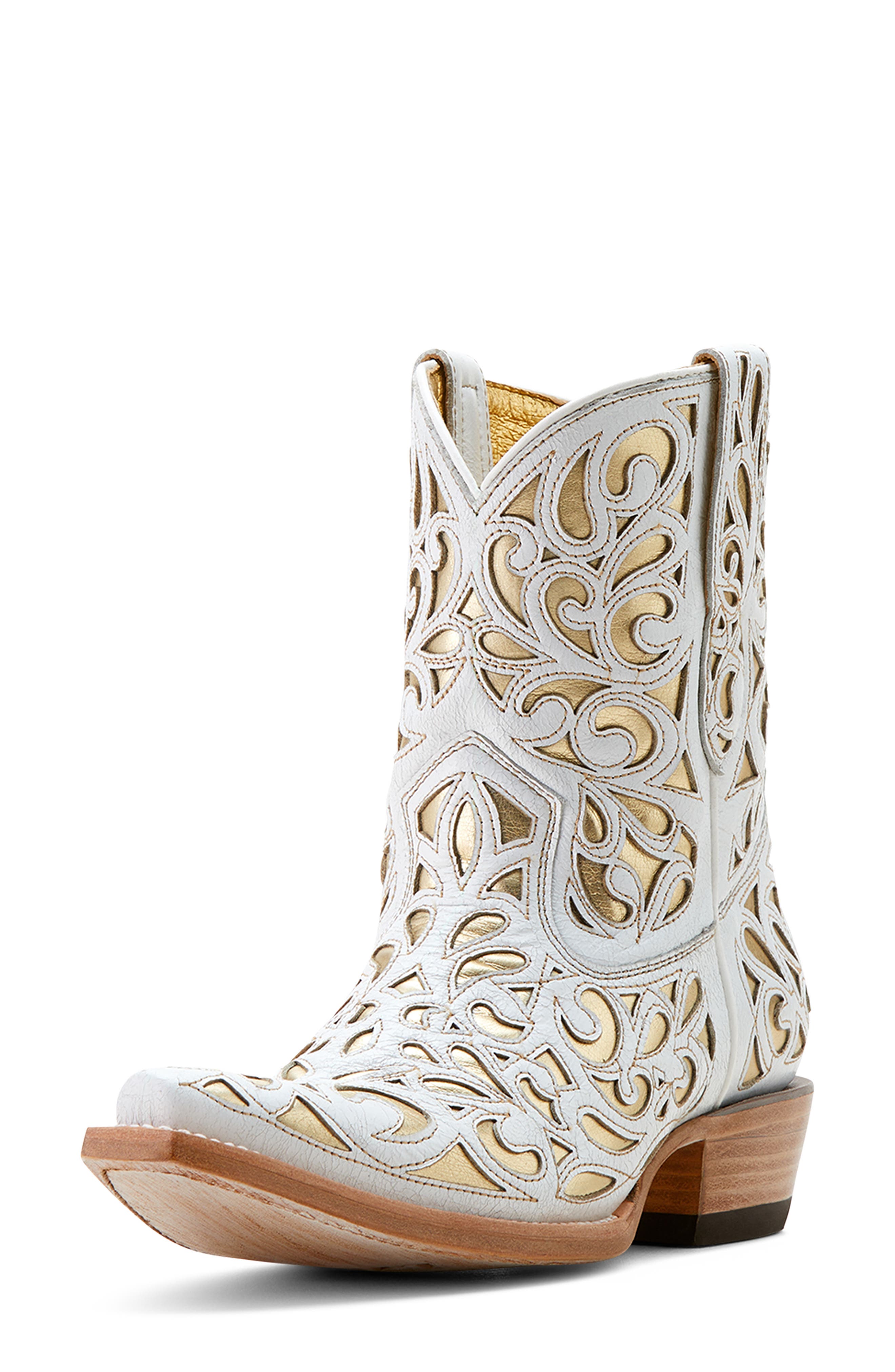 Ariat Valentina Western Boot, Alternate, color, Alabaster/Gold