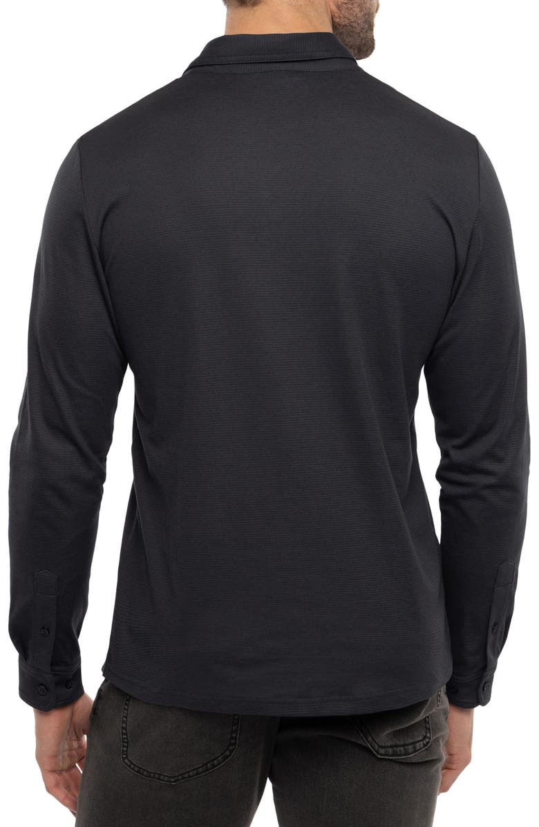 TravisMathew State Room Textured Long Sleeve Polo, Alternate, color, Black