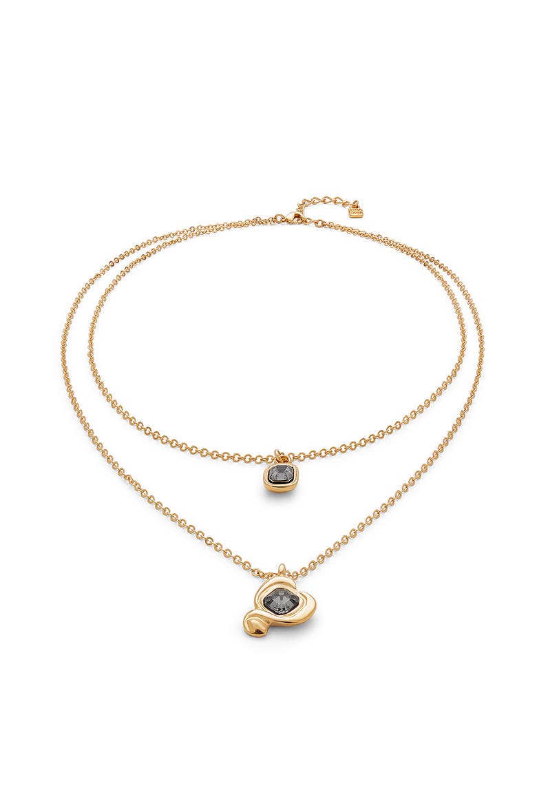 Multi-Layer Pendant Link Chain Necklace with Heart Charm, Alternate, color, Gold