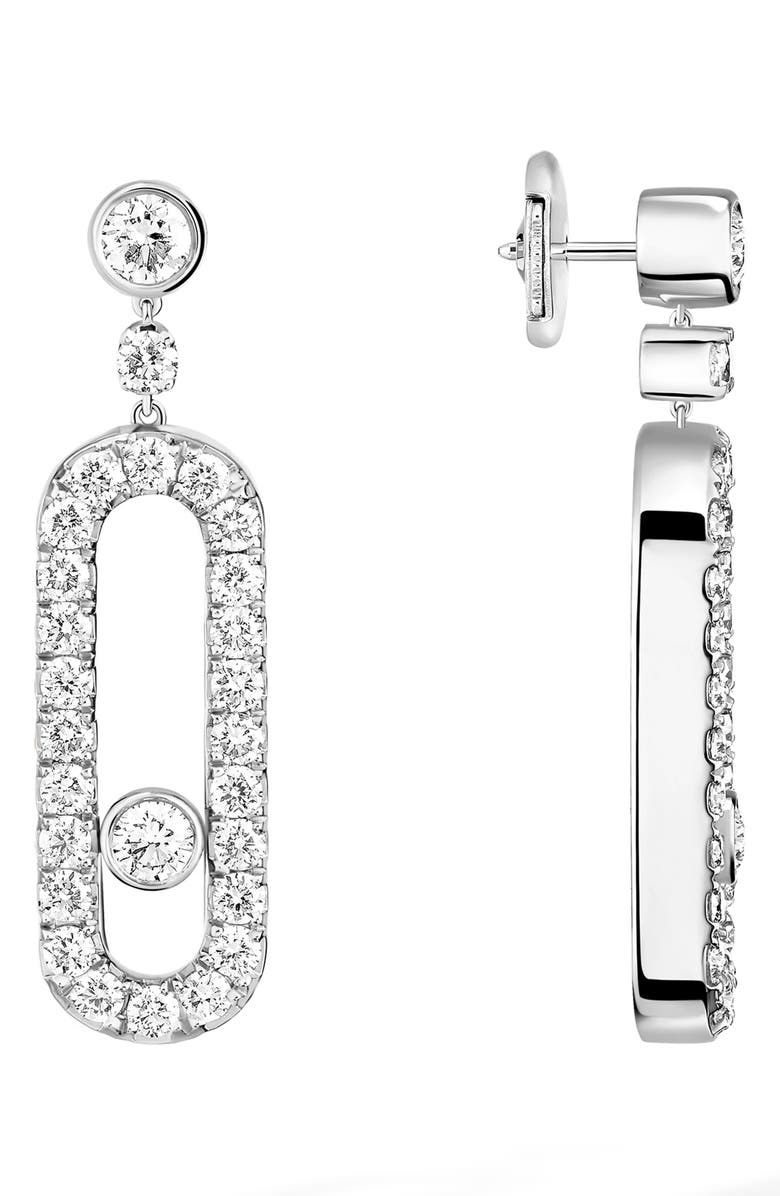 Messika Move Uno Pavé Diamond Drop Earrings, Alternate, color, White Gold/ Diamond
