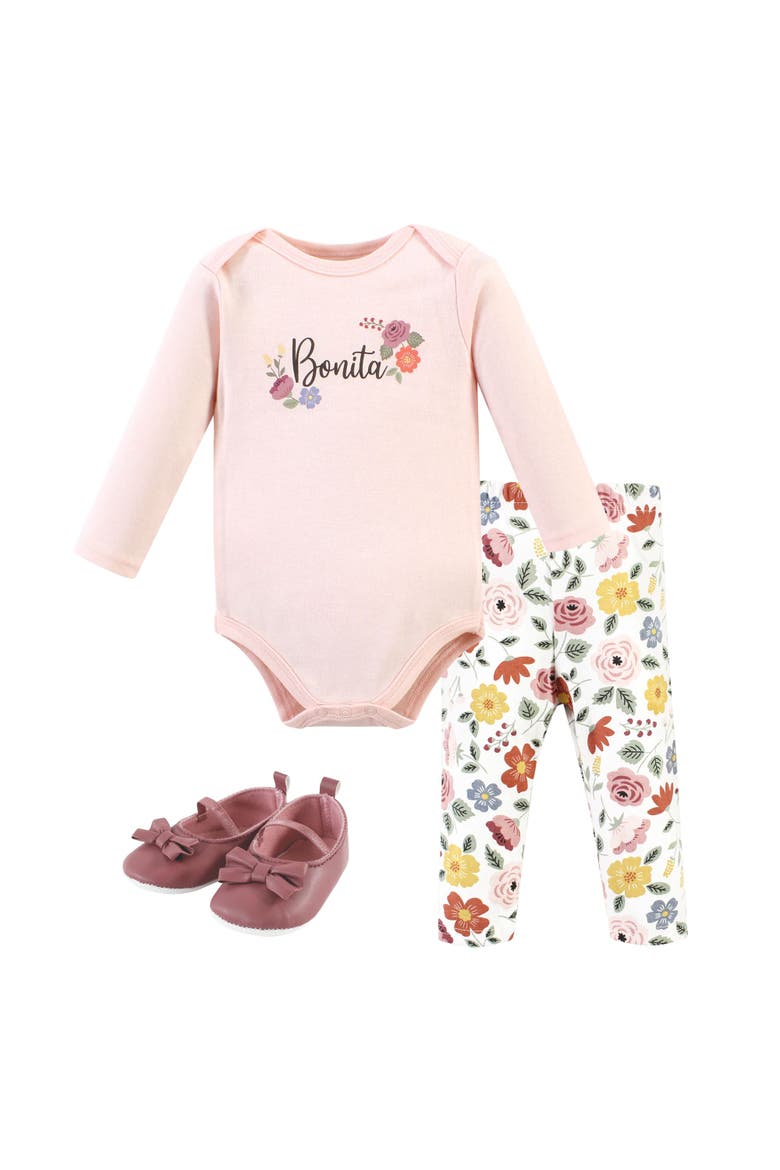 Girl's Long-Sleeve Bodysuit, Pants, and Footwear Outfit, Main, color, Bonita Long Sleeve