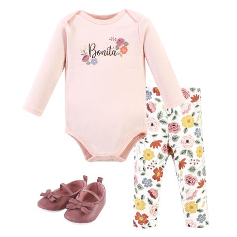 Girl's Long-Sleeve Bodysuit, Pants, and Footwear Outfit