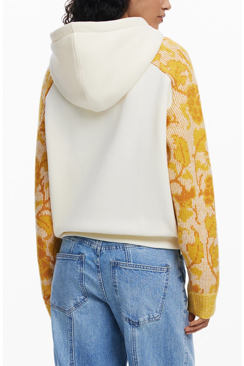 Mixed Media Hoodie, Alternate, color, IVORY/ YELLOW