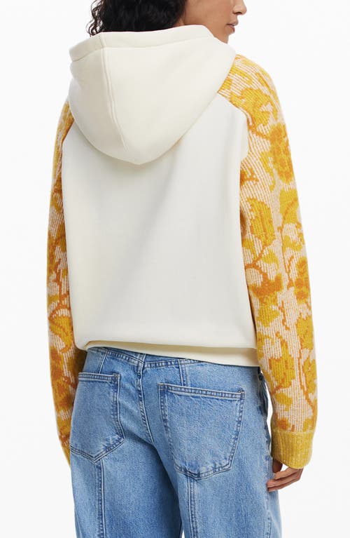 Desigual Mixed Media Hoodie In Yellow